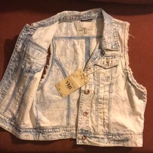 YMI distressed acid washed denim vest NWT L